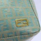 FENDI Zucchino Canvas Hand Bag Enamel Turquoise Blue76474