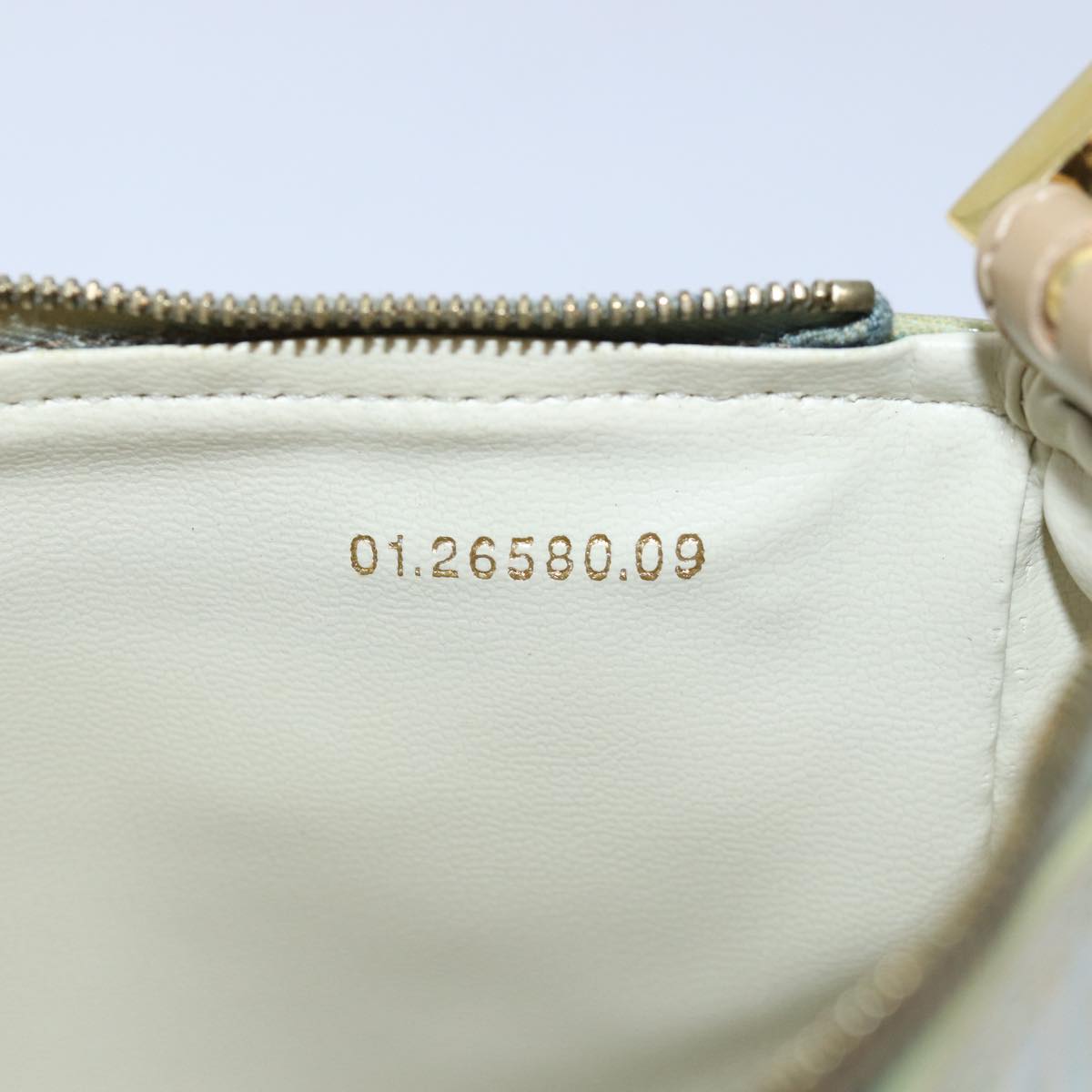 FENDI Zucchino Canvas Hand Bag Enamel Turquoise Blue76474