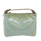 FENDI Zucchino Canvas Hand Bag Enamel Turquoise Blue76474