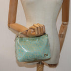 FENDI Zucchino Canvas Hand Bag Enamel Turquoise Blue76474