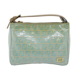 FENDI Zucchino Canvas Hand Bag Enamel Turquoise Blue76474
