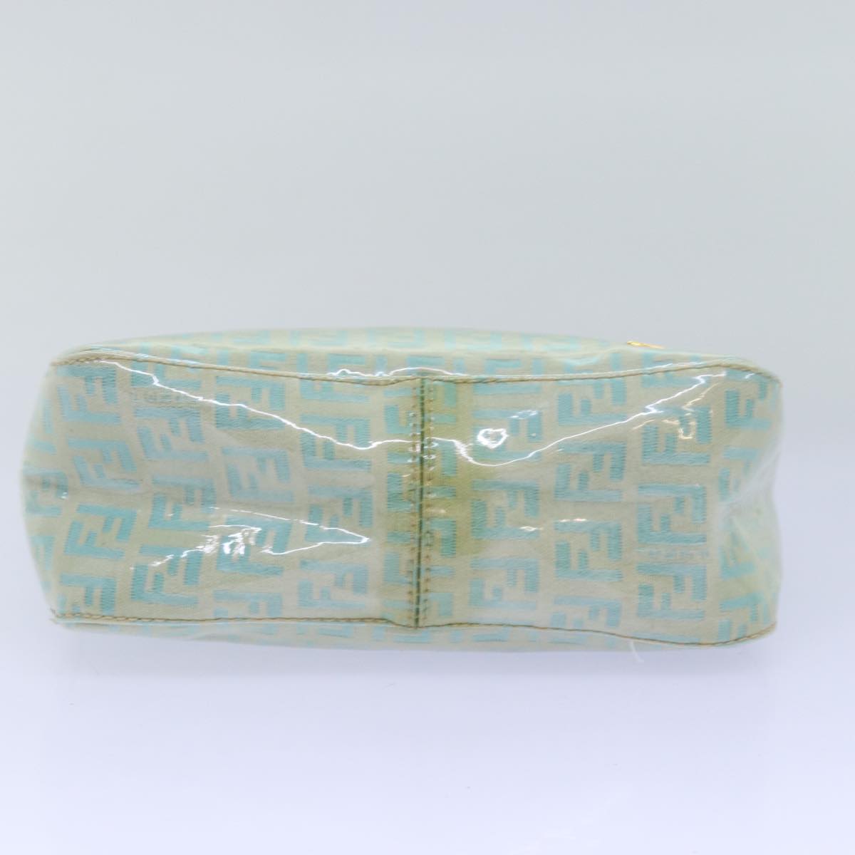 FENDI Zucchino Canvas Hand Bag Enamel Turquoise Blue76474