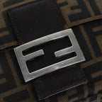 FENDI Zucca Canvas Mamma Baguette Shoulder Bag Black Brown76476