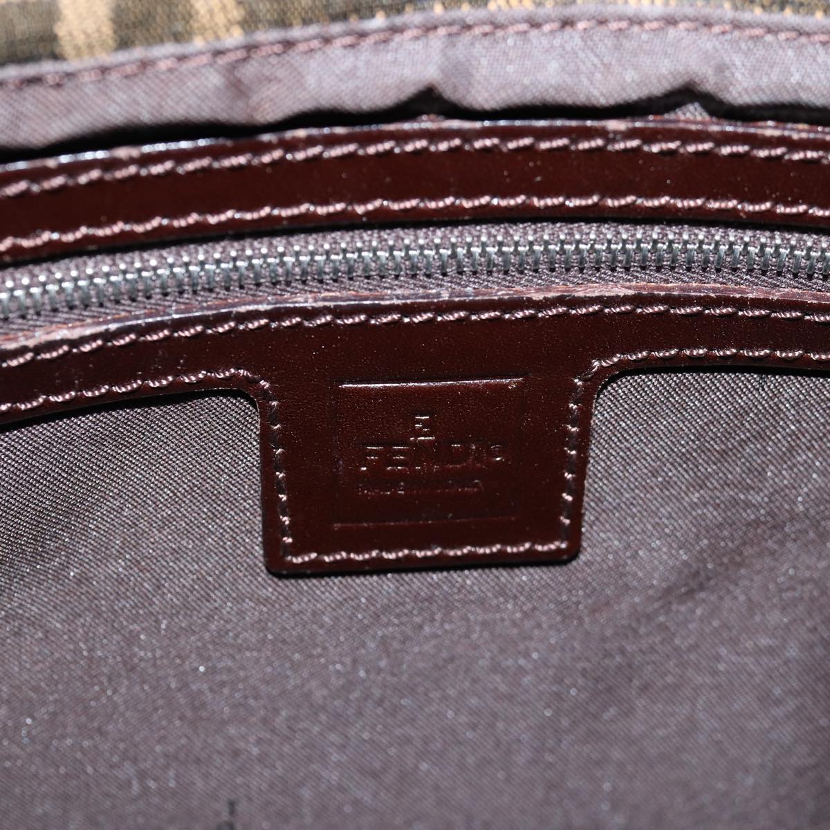 FENDI Zucca Canvas Mamma Baguette Shoulder Bag Black Brown76476