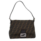 FENDI Zucca Canvas Mamma Baguette Shoulder Bag Black Brown76476