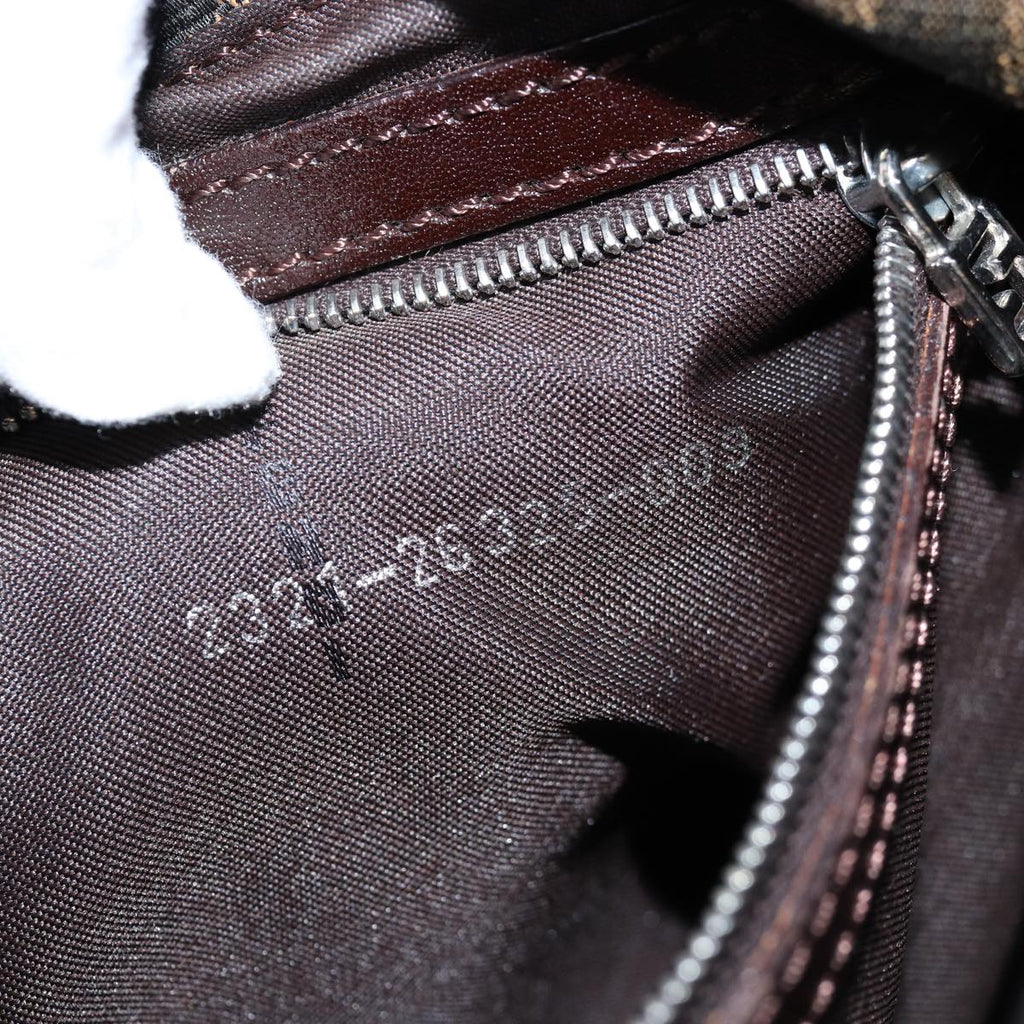FENDI Zucca Canvas Mamma Baguette Shoulder Bag Black Brown76476