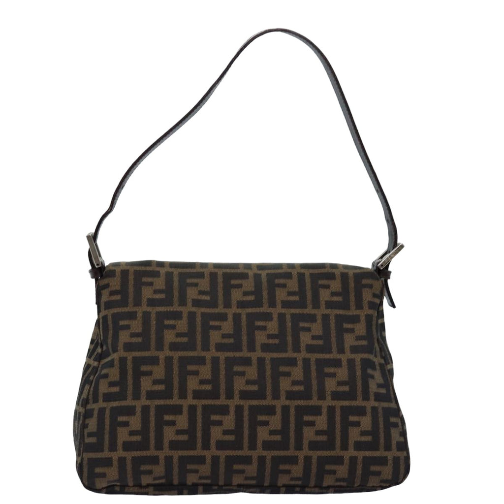 FENDI Zucca Canvas Mamma Baguette Shoulder Bag Black Brown76476