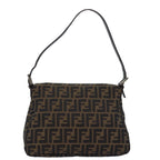 FENDI Zucca Canvas Mamma Baguette Shoulder Bag Black Brown76476
