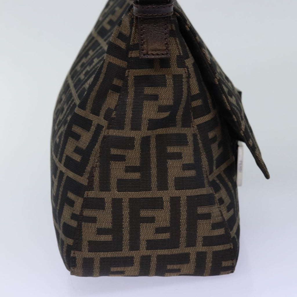 FENDI Zucca Canvas Mamma Baguette Shoulder Bag Black Brown76476