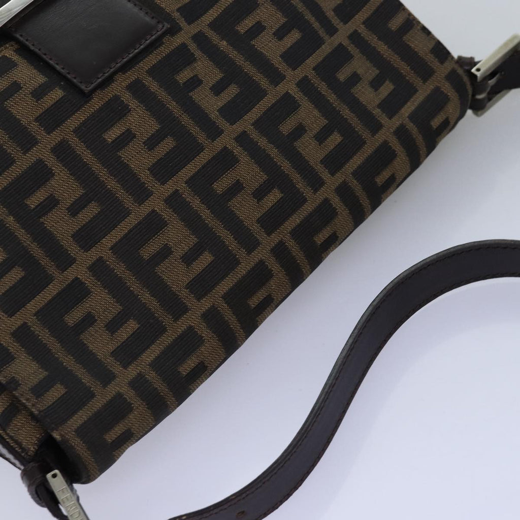FENDI Zucca Canvas Mamma Baguette Shoulder Bag Black Brown76476