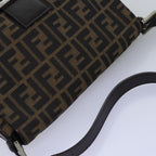 FENDI Zucca Canvas Mamma Baguette Shoulder Bag Black Brown76476