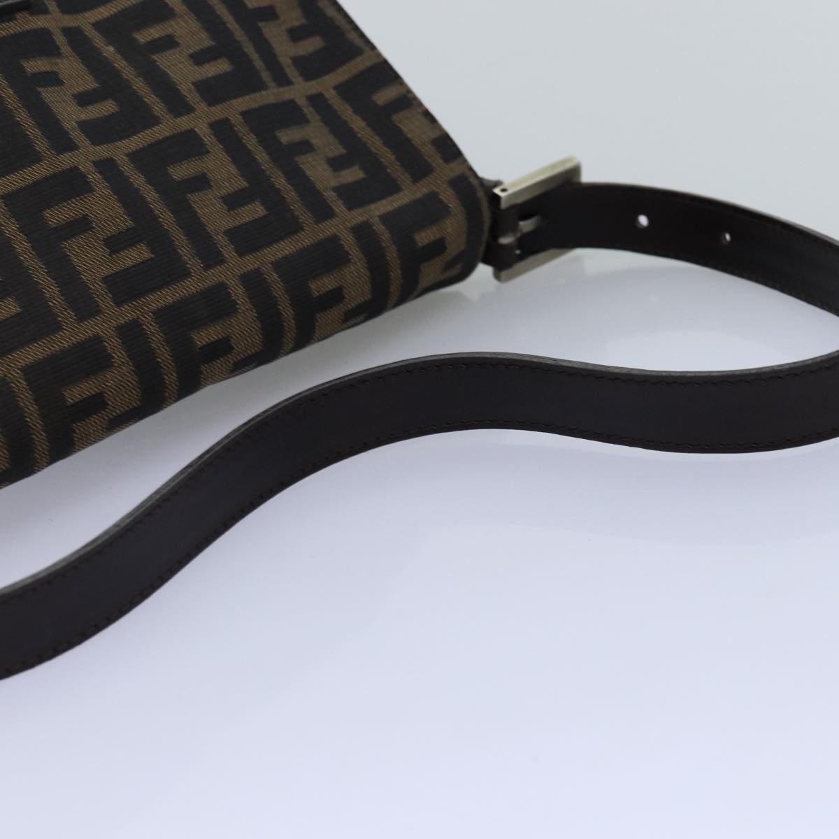 FENDI Zucca Canvas Mamma Baguette Shoulder Bag Black Brown76476