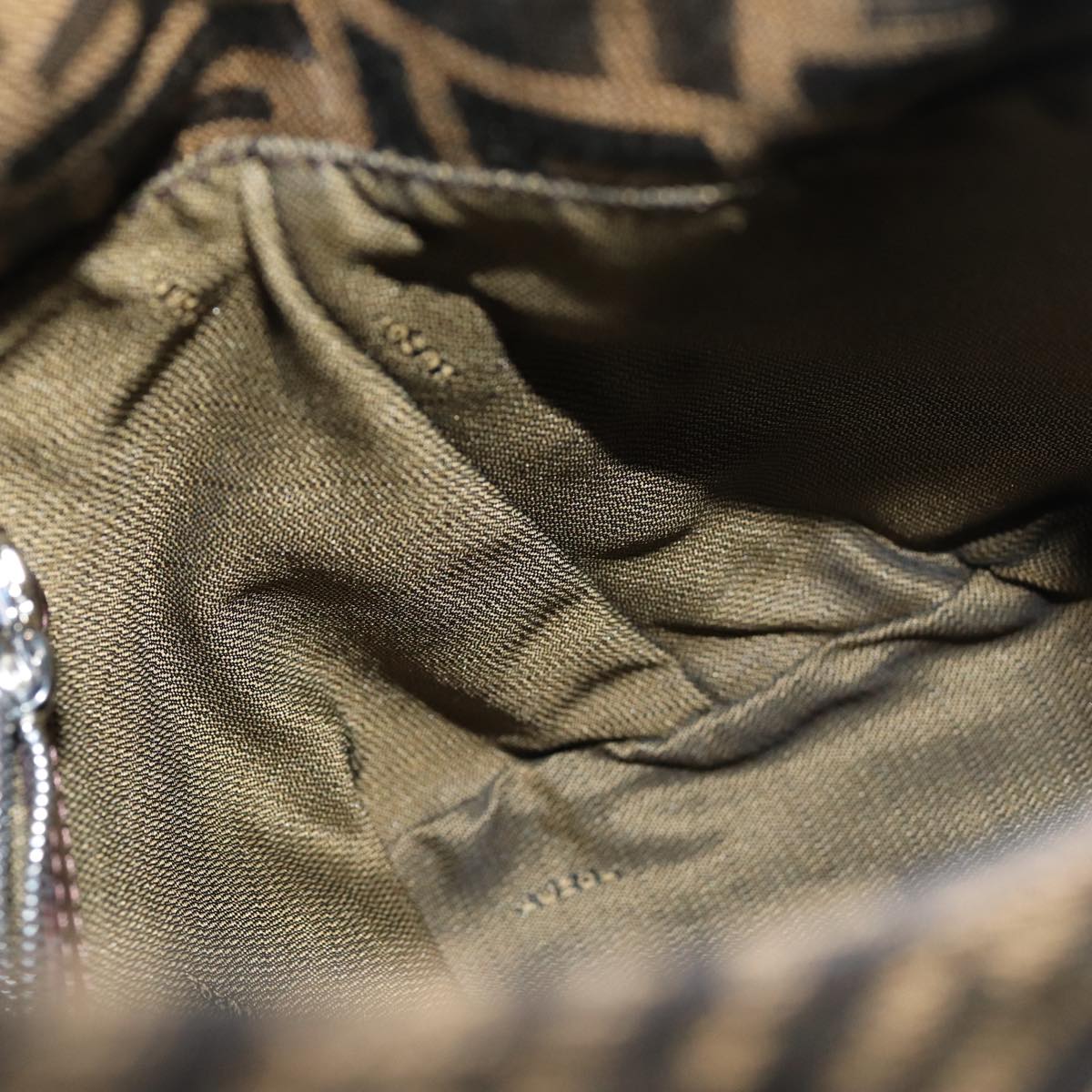 FENDI Zucca Canvas Mamma Baguette Shoulder Bag Black Brown76559