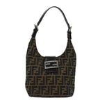 FENDI Zucca Canvas Mamma Baguette Shoulder Bag Black Brown76559
