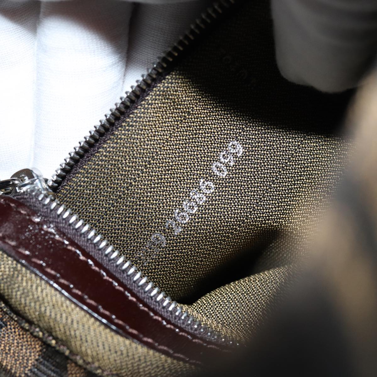 FENDI Zucca Canvas Mamma Baguette Shoulder Bag Black Brown76559