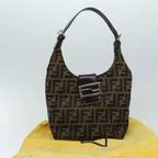 FENDI Zucca Canvas Mamma Baguette Shoulder Bag Black Brown76559