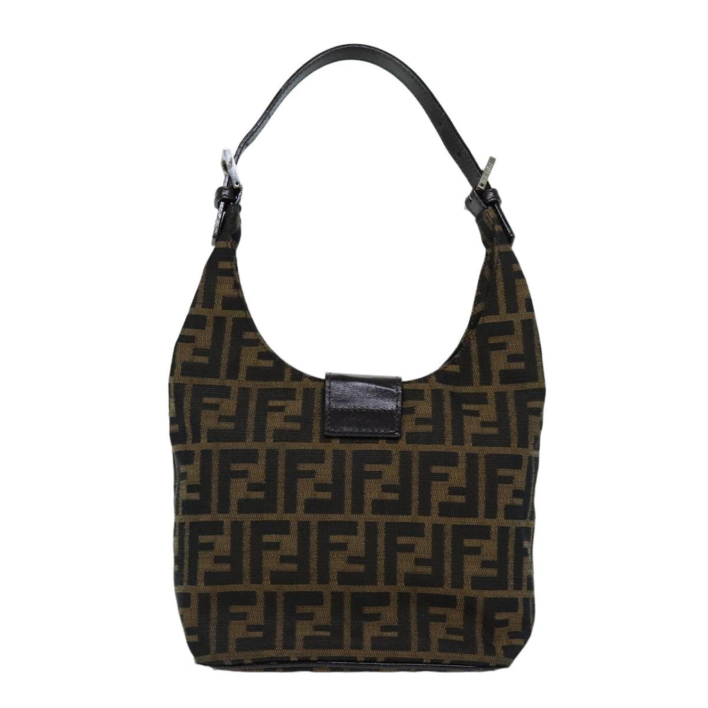 FENDI Zucca Canvas Mamma Baguette Shoulder Bag Black Brown76559