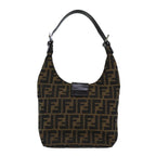 FENDI Zucca Canvas Mamma Baguette Shoulder Bag Black Brown76559