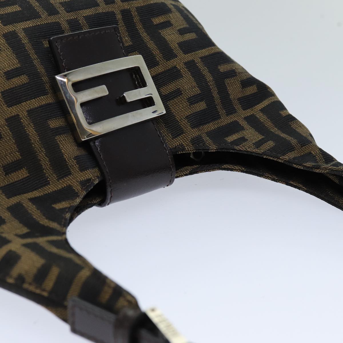 FENDI Zucca Canvas Mamma Baguette Shoulder Bag Black Brown76559