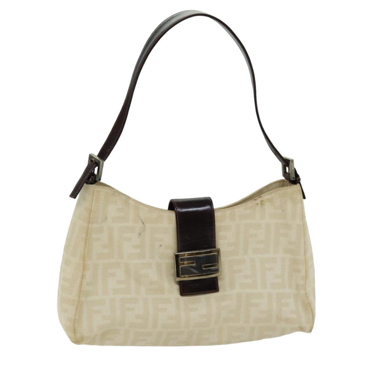 FENDI Zucca Canvas Mamma Baguette Shoulder Bag Beige76561