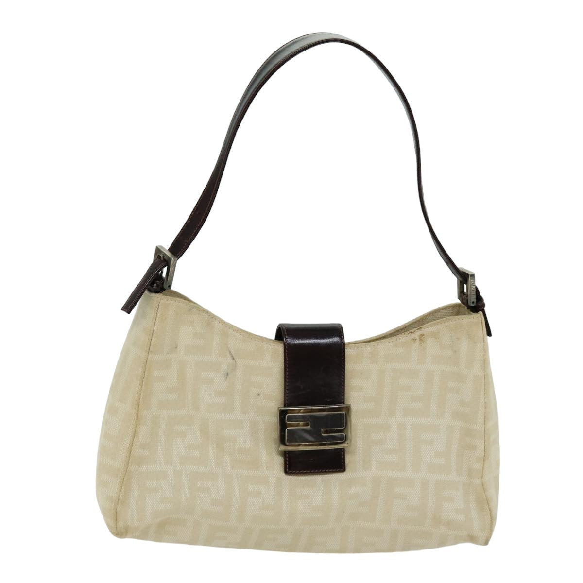 FENDI Zucca Canvas Mamma Baguette Shoulder Bag Beige76561
