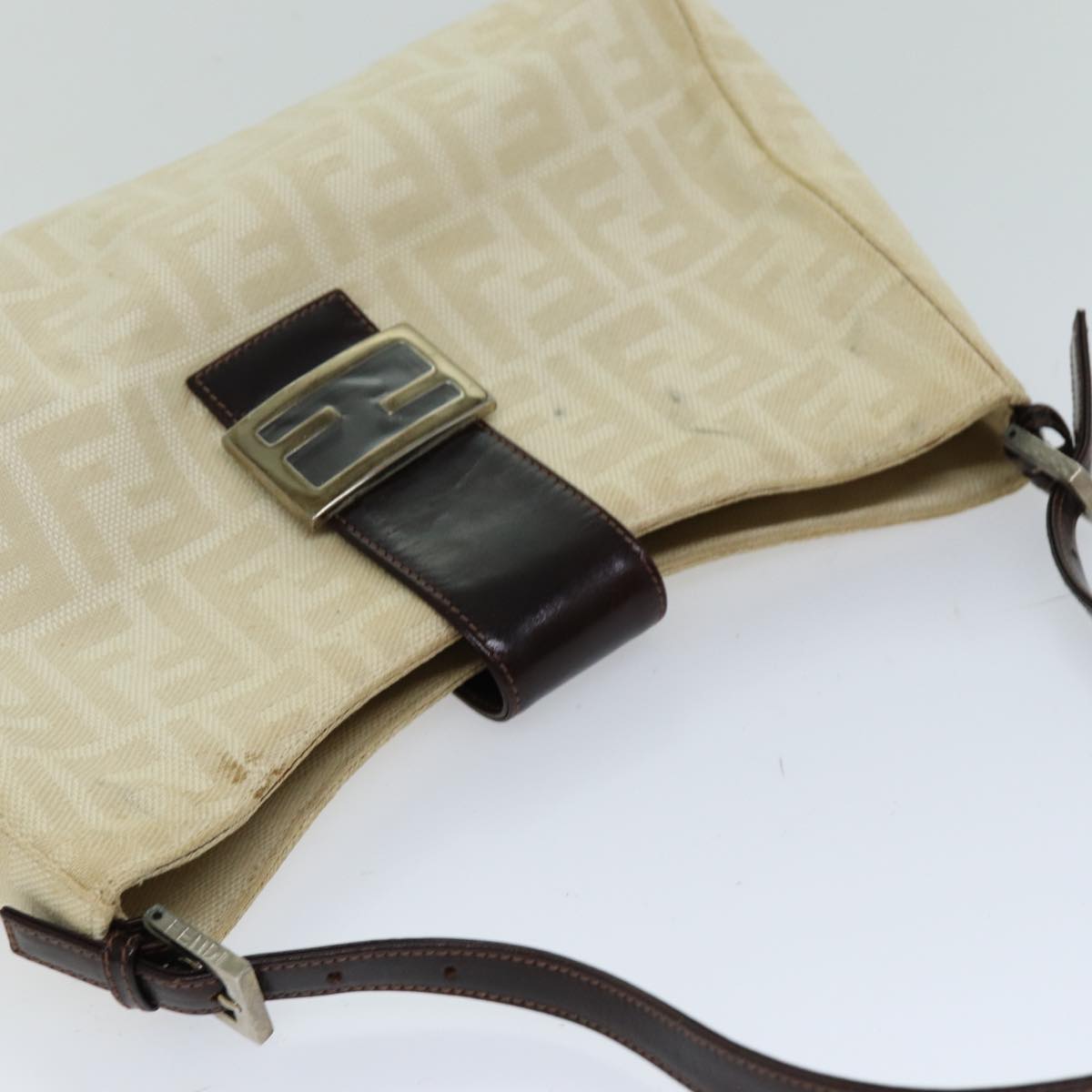 FENDI Zucca Canvas Mamma Baguette Shoulder Bag Beige76561