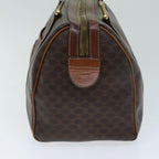 CELINE Macadam Canvas Boston Bag PVC Leather Brown Auth 76580