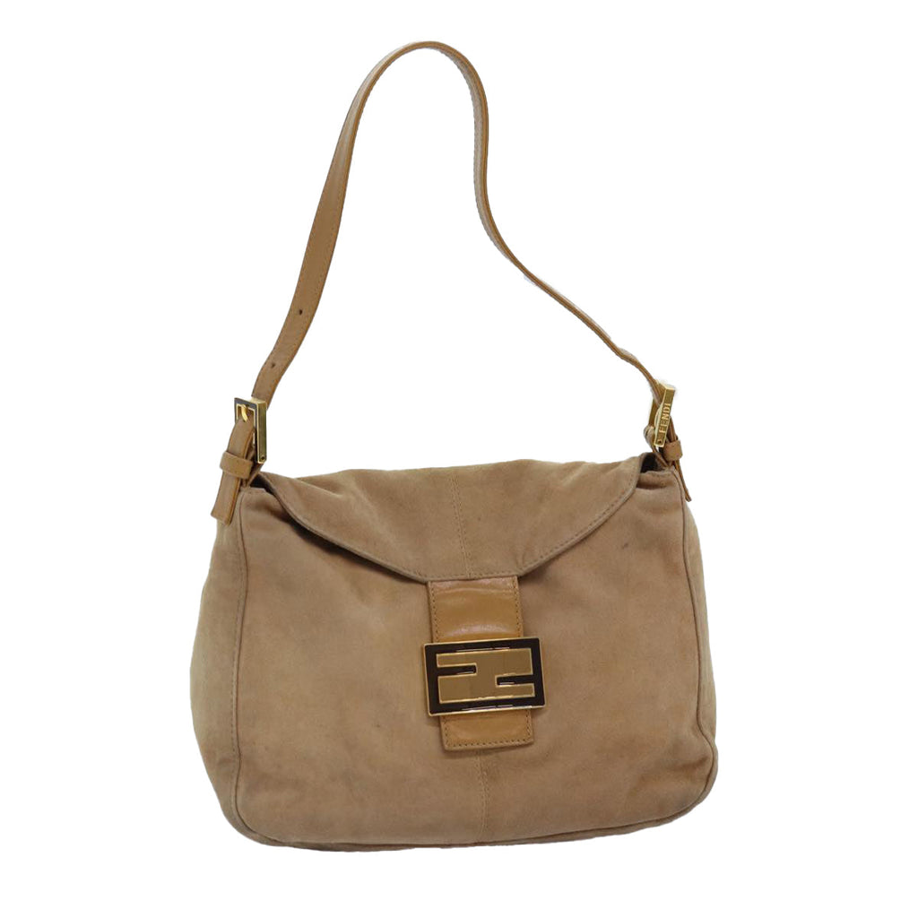 FENDI Mamma Baguette Shoulder Bag Suede Beige76610