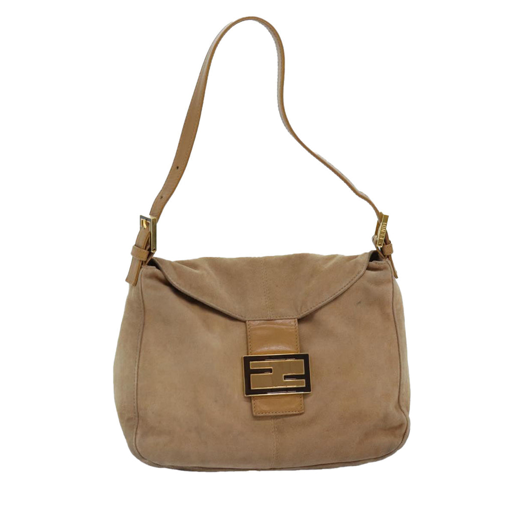 FENDI Mamma Baguette Shoulder Bag Suede Beige76610