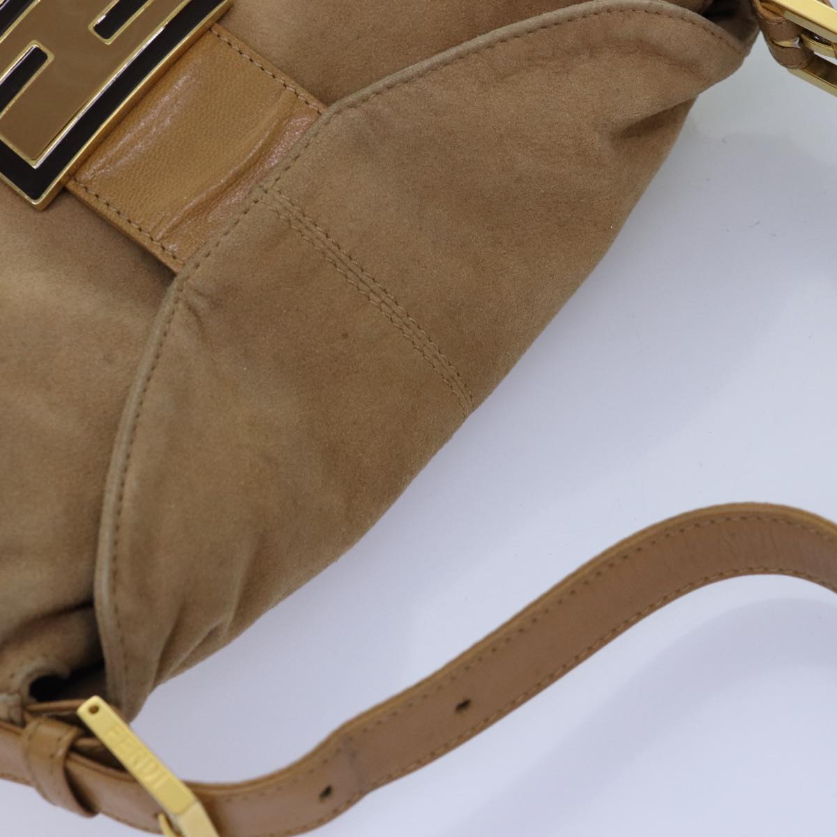 FENDI Mamma Baguette Shoulder Bag Suede Beige76610