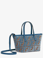 Fendi Roll FF Jacquard Velvet Tote Bag Light Blue