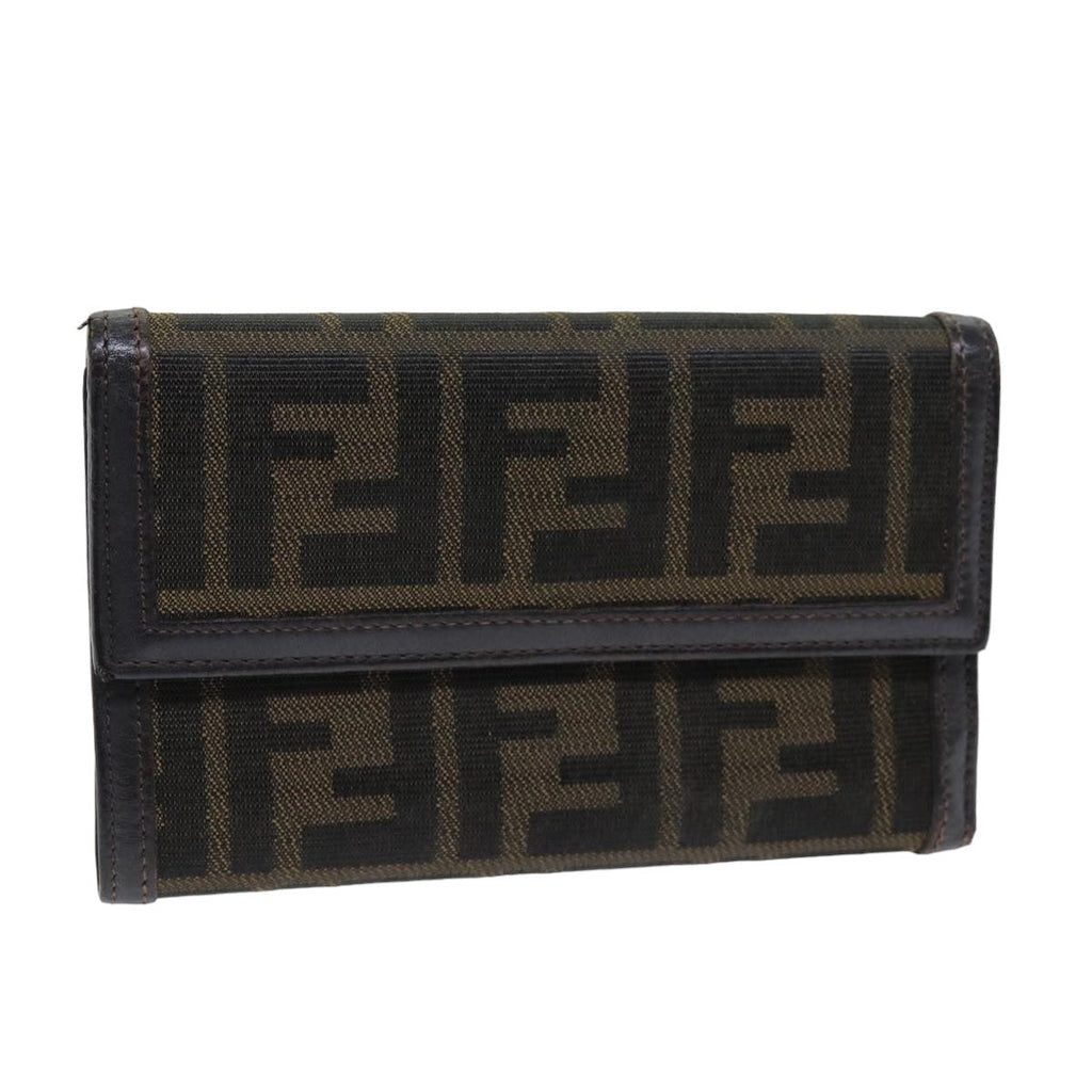 FENDI Zucca Canvas Wallet Black Brown76700