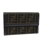 FENDI Zucca Canvas Wallet Black Brown76700