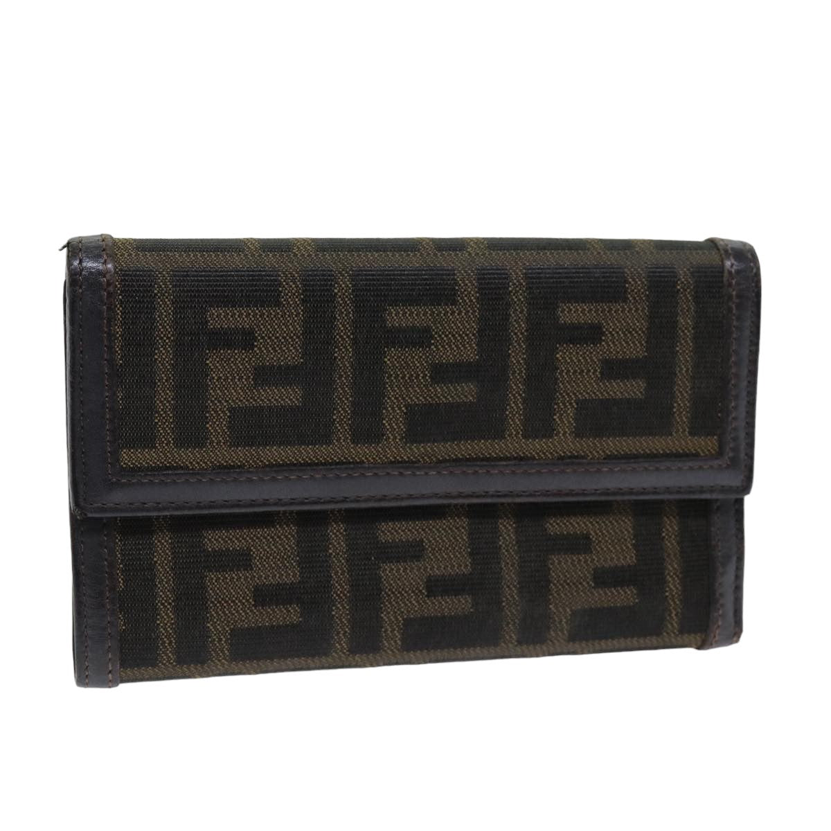 FENDI Zucca Canvas Wallet Black Brown76700