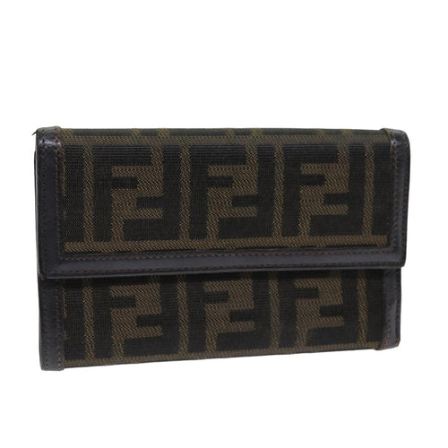 FENDI Zucca Canvas Wallet Black Brown76700