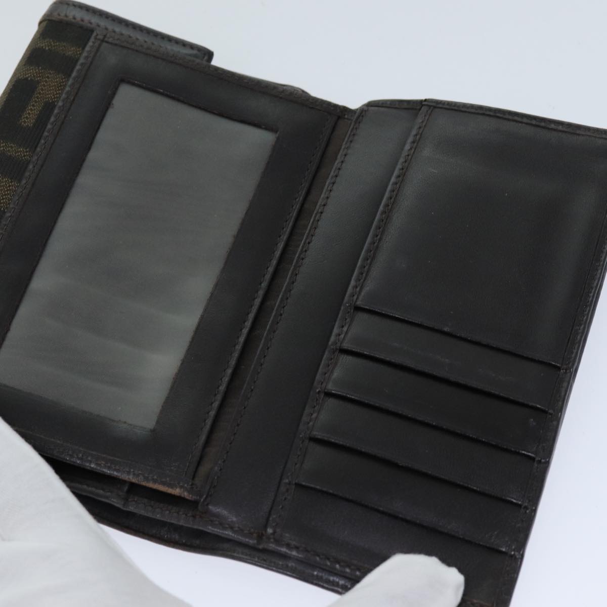 FENDI Zucca Canvas Wallet Black Brown76700