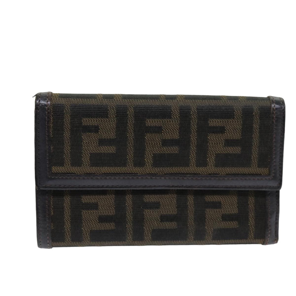 FENDI Zucca Canvas Wallet Black Brown76700