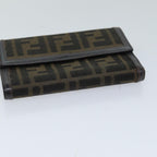 FENDI Zucca Canvas Wallet Black Brown76700