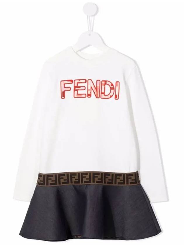 Fendi Kids Women Logo Cotton Dress JFB473 AEZQ F0ZNM