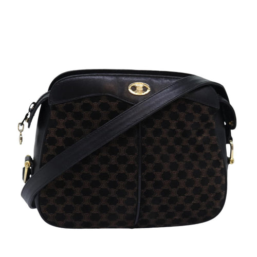 CELINE Triomphe Canvas Shoulder Bag Suede Black  76792