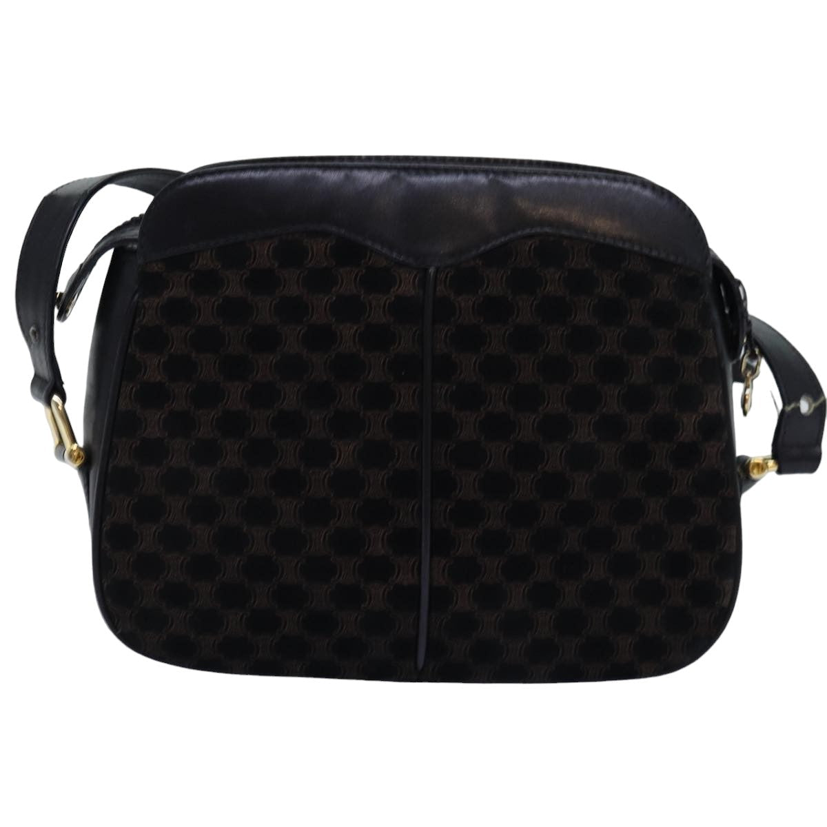 CELINE Triomphe Canvas Shoulder Bag Suede Black  76792
