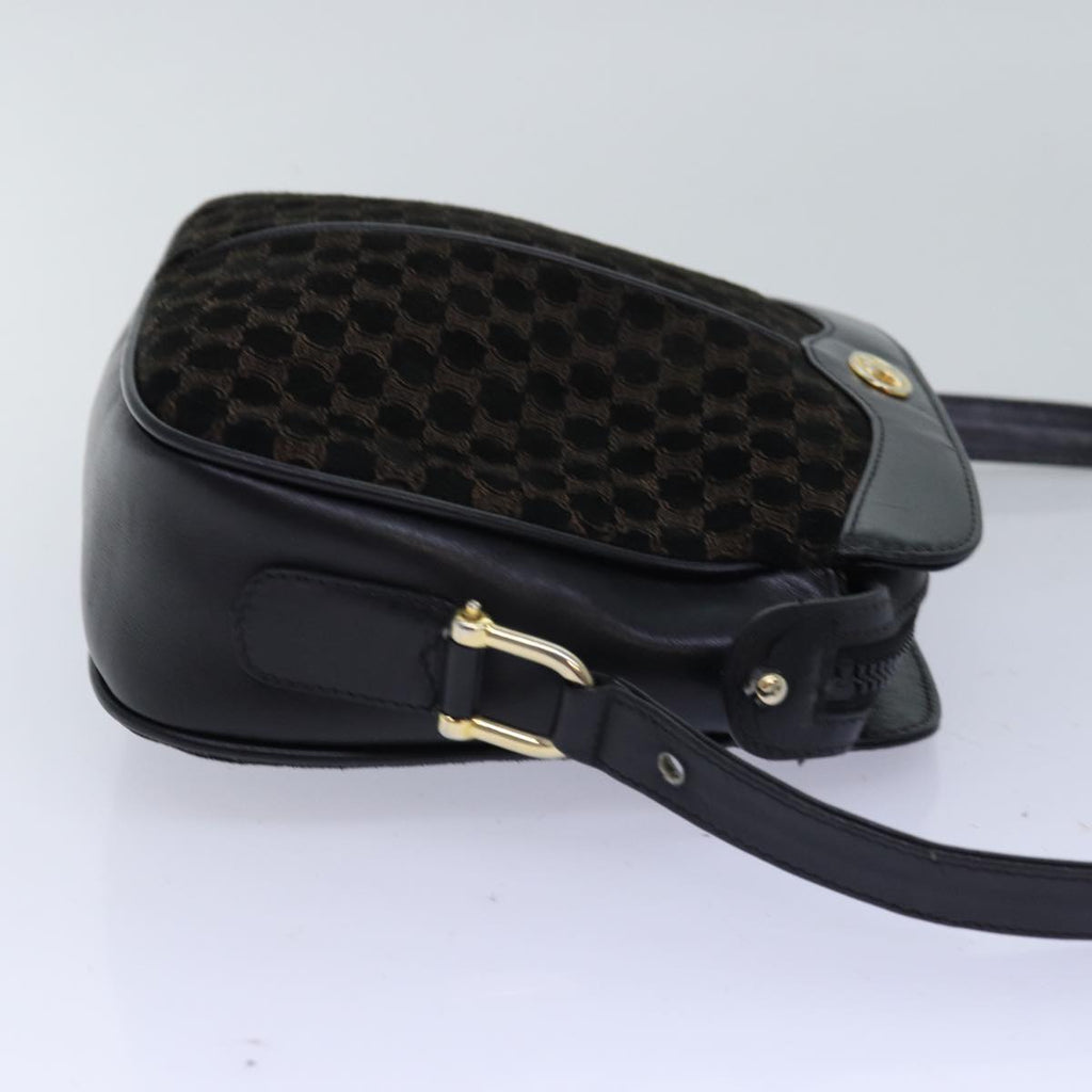 CELINE Triomphe Canvas Shoulder Bag Suede Black  76792
