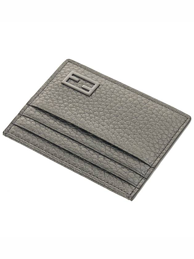 Fendi FF Baguette Logo Leather Card Wallet Grey