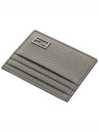 Fendi FF Baguette Logo Leather Card Wallet Grey