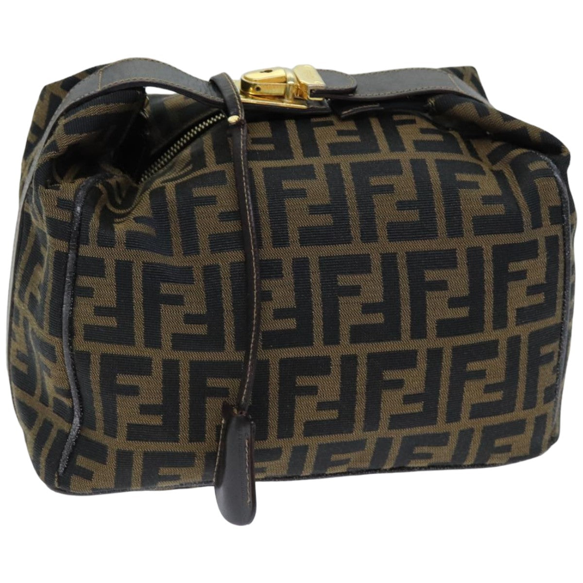 FENDI Zucca Canvas Vanity Cosmetic Pouch Brown Black76814