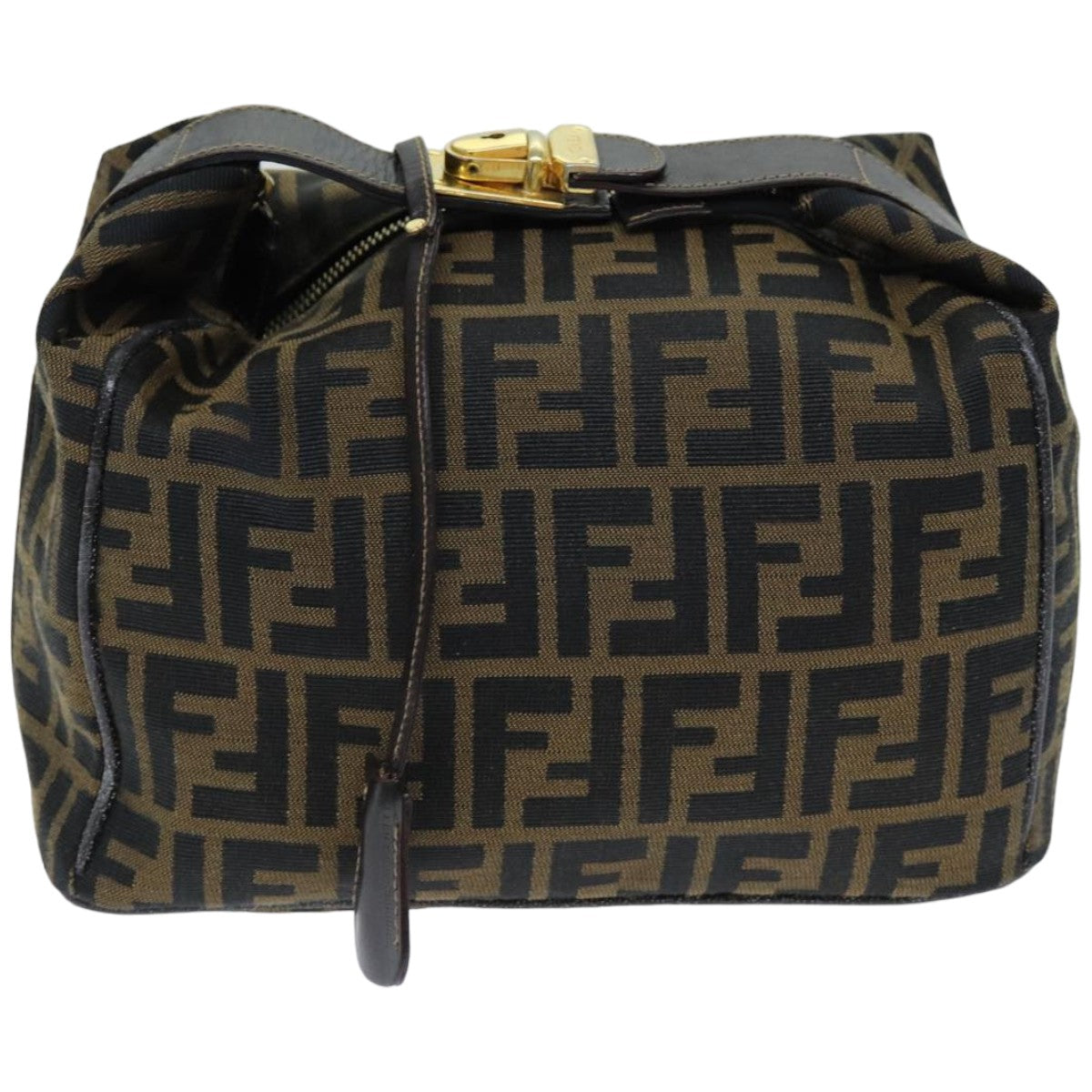 FENDI Zucca Canvas Vanity Cosmetic Pouch Brown Black76814