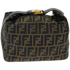 FENDI Zucca Canvas Vanity Cosmetic Pouch Brown Black76814