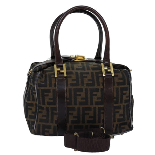 FENDI Zucca Canvas Hand Bag 2way Brown Black76858