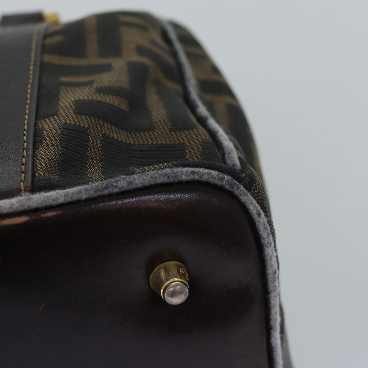 FENDI Zucca Canvas Hand Bag 2way Brown Black76858