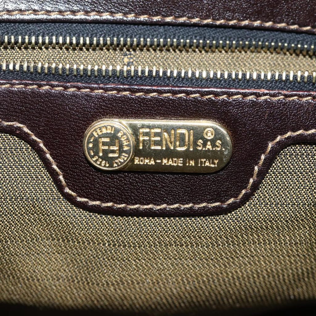 FENDI Zucca Canvas Hand Bag 2way Brown Black76858